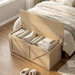 Storage Trunk For Living Room, With Safety Hinges, 100cm | Natural