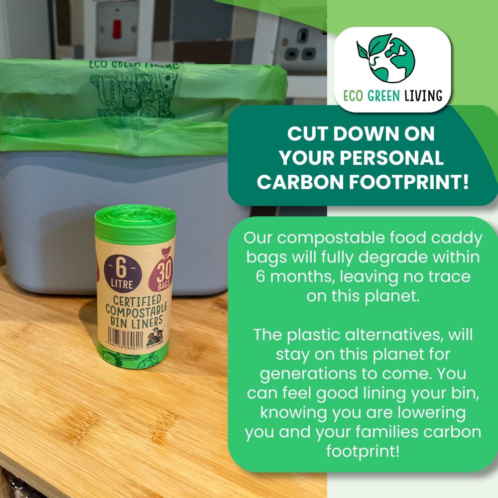 6 Litre Compostable Caddy Bags | Set of 6 | Green