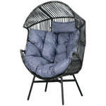 Rattan Leisure Chair W/ Cushion, Garden Egg Chair W/headrest | Light Slate Gray