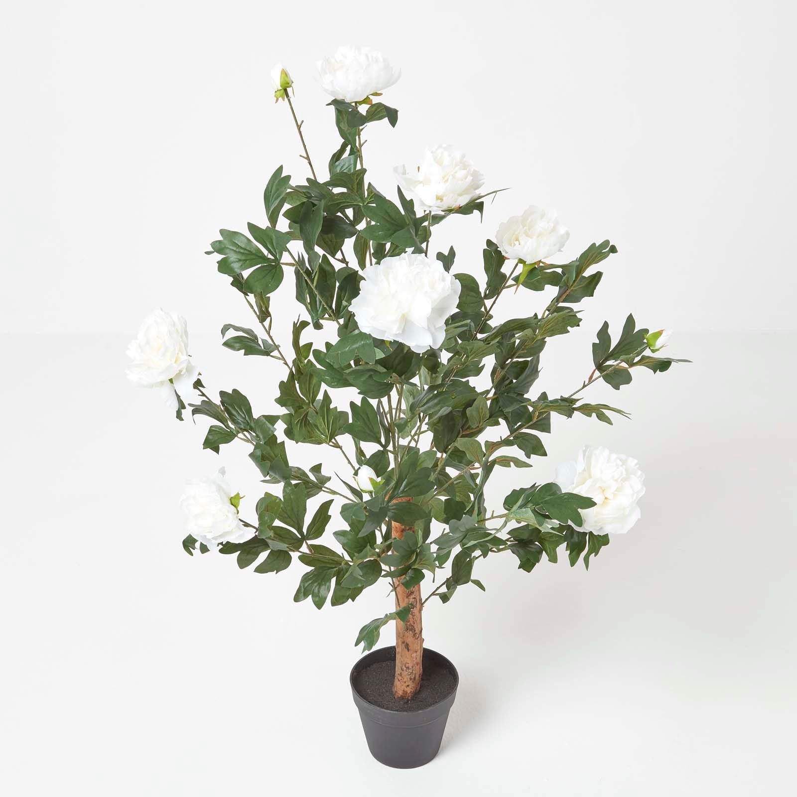Artificial Peony Tree In Black Pot, 100 Cm Tall | 100cm | Beige