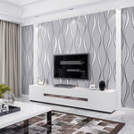 Modern Geometric Wavy Striped Fabric Wallpaper