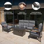 MonsterShop 5 Seater Reclining Furniture Set With Firepit