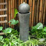 Outdoor Modern Cylindrical Water Polo Fountain With Warm Light