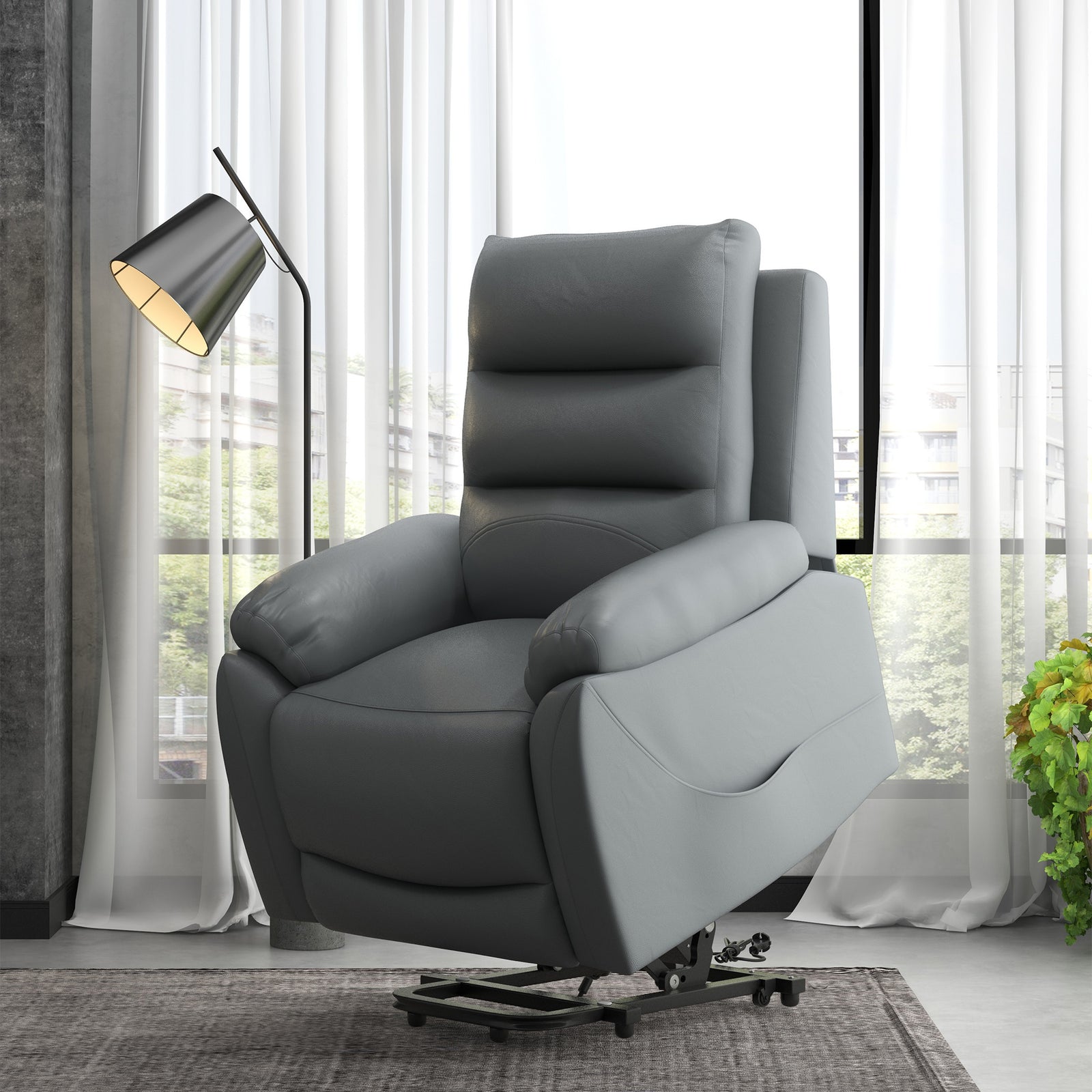 Power Lift Recliner Chair Armchair Grey