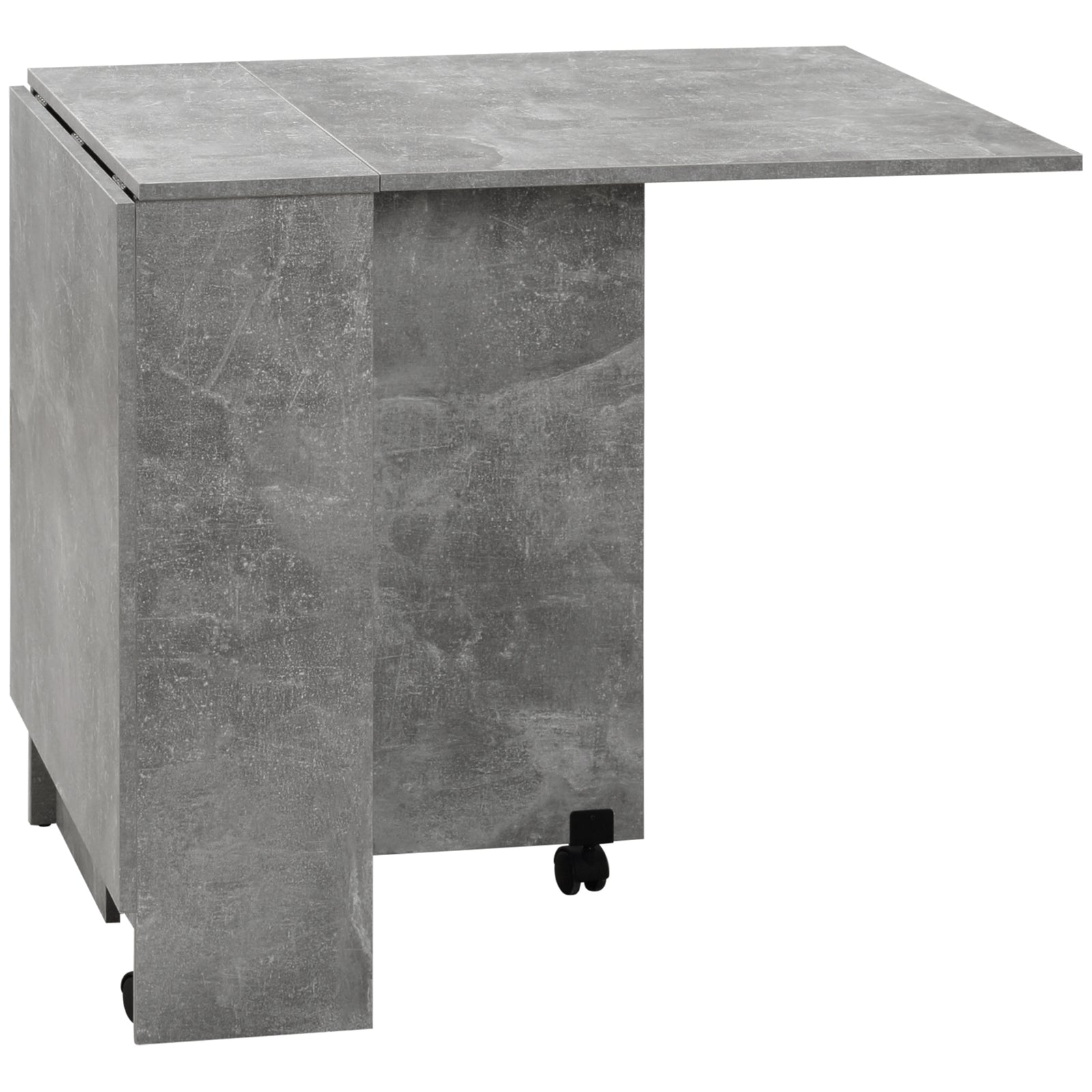 Mobile Drop Leaf Dining Table Folding Desk W/ Wheels Shelves