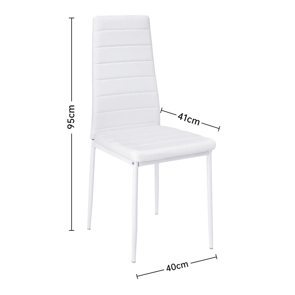 Set Of 2 Modern Faux Leather Armless High Back Dining Chairs | Set of 2 | White