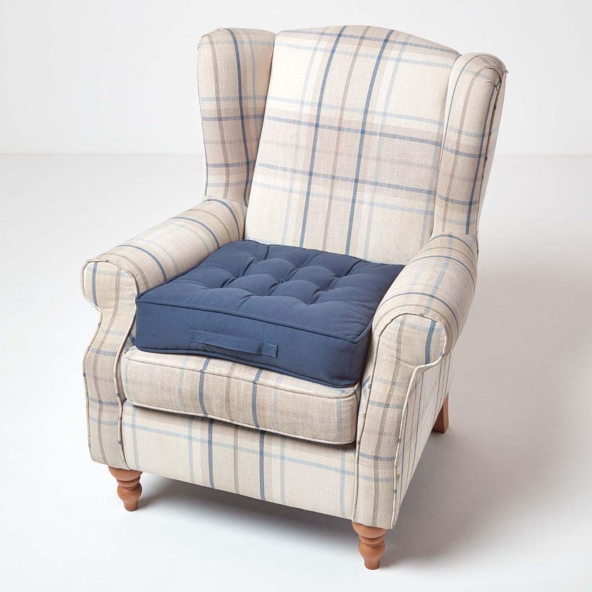 Cotton Armchair Booster Cushion | 50cm x 50cm | Navy Blue