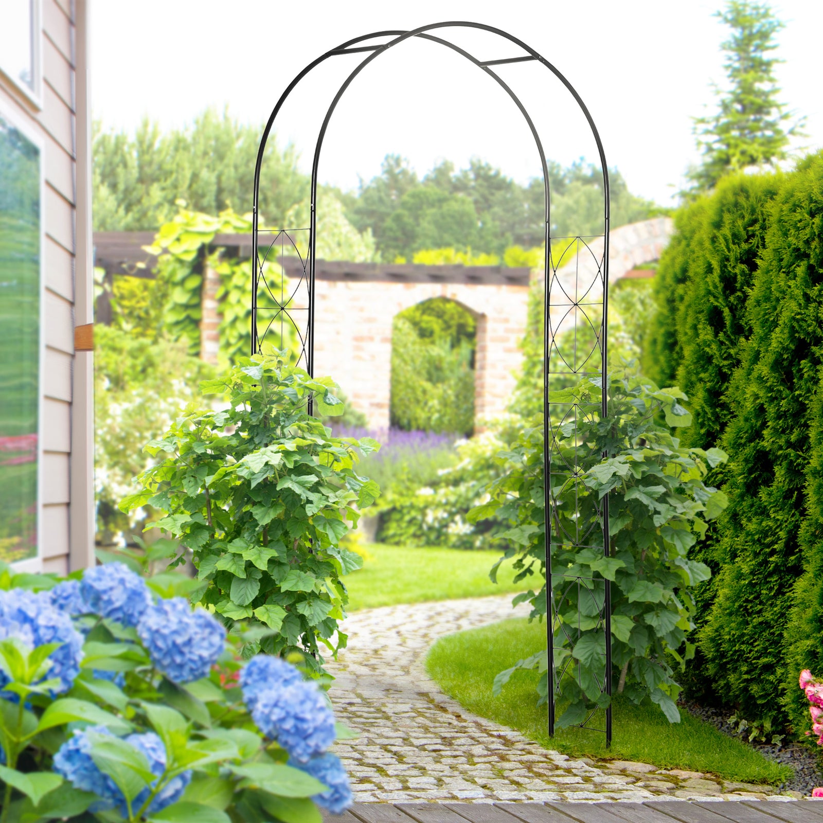 Vintage Style Steel Garden Arbor, Trellis, 2.3h M