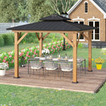 3.5 X 3.5m Wood Frame Hardtop Gazebo W/ Double Vented Roof