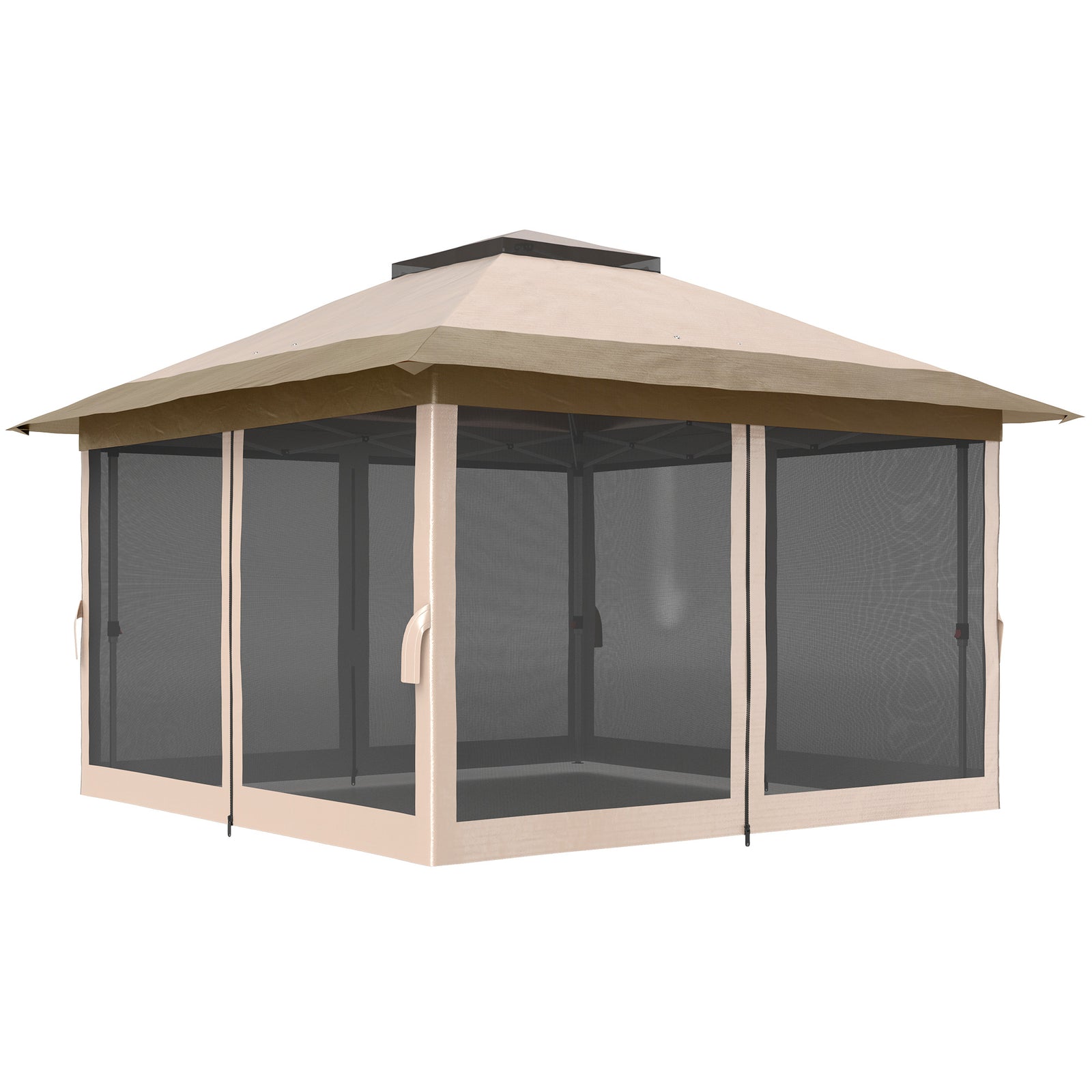 3.6x3.6m Pop Up Gazebo, Mesh Sides, Upf50+ | Beige