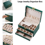 Dyzi 3 Layer Pu Leather Jewellery Box Organiser With Drawers