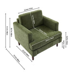 Mid-century Modern Single Sofa Chair –  Chenille Upholstery, High-density Foam, Walnut Legs, Comfortable Accent Chair