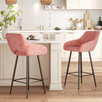 Velvet-touch Bar Stools Counter Set Of 2 | Pink