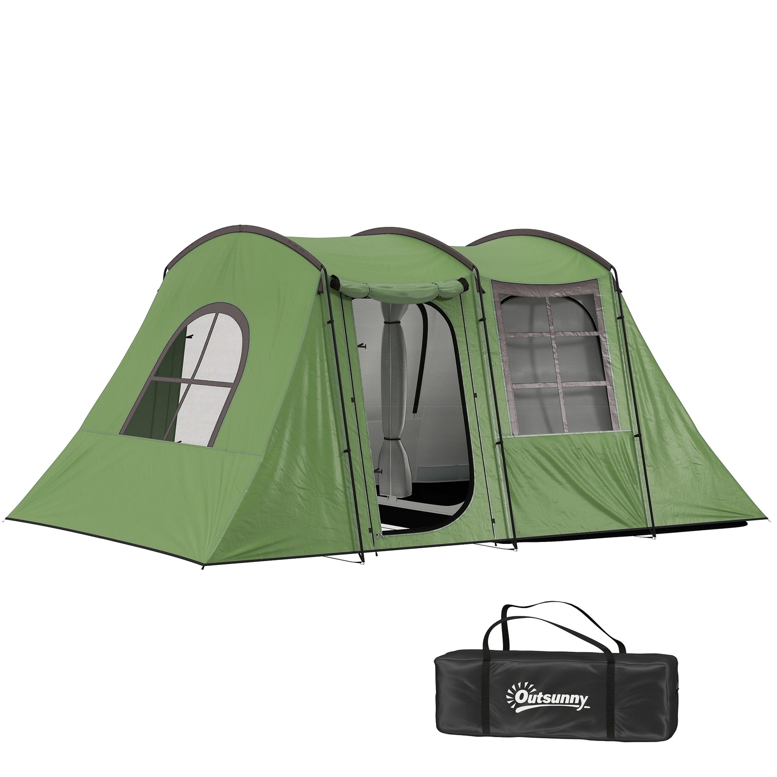 3-4 Man Tunnel Tent, 3000mm Waterproof, Porch | Green