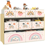 3-tier Toy Organiser Shelf With 9 Storage Boxes For Bedroom | Yellow