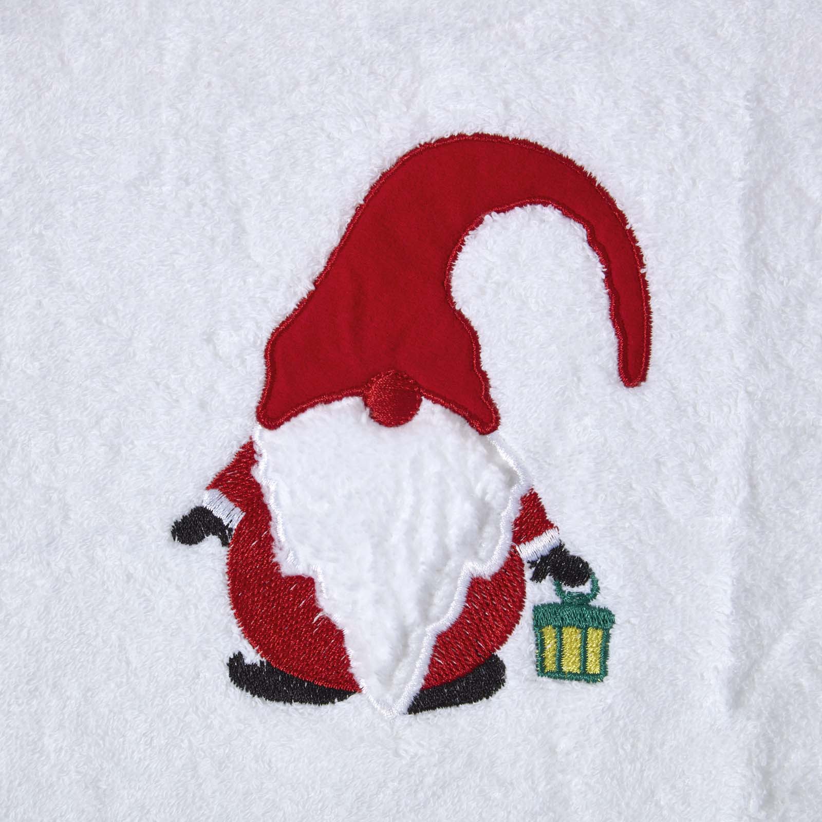 Gonk Embroidered 100% Cotton Christmas Hand Towel | Hand Towel | Red & White