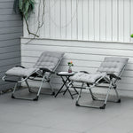 2 Pcs Reclining Zero Gravity Chair Folding Lounger Cushion | Light Slate Grey