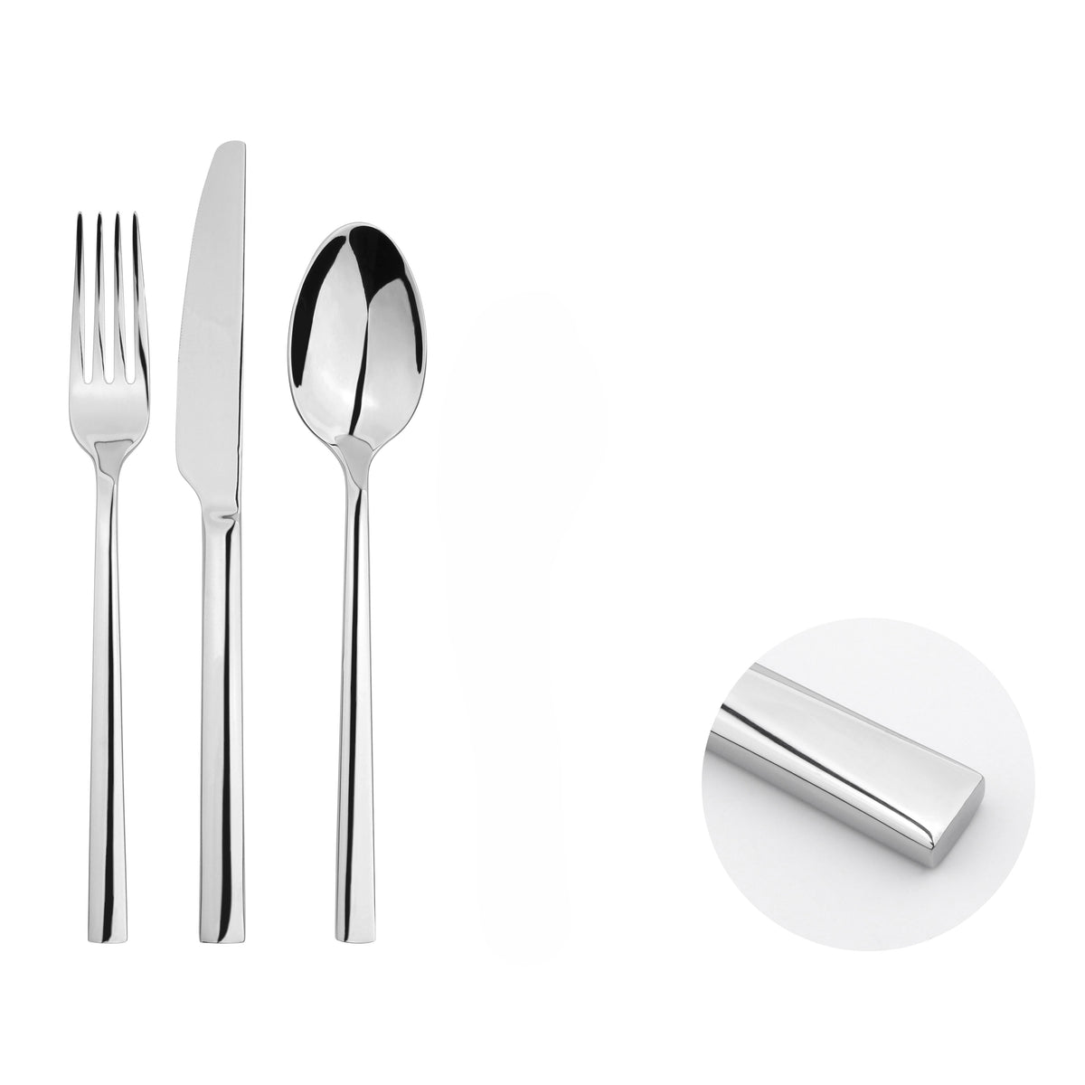 Cutlery Sets Stainless Steel 18/8 Forks Spoons Catering Flat | Set of 12 | Silver