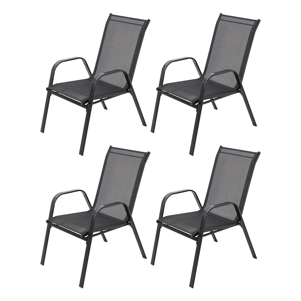 Stackable Garden Chairs,weather-resistant Outdoor Patio Bistro Seating | 4 Person | Black