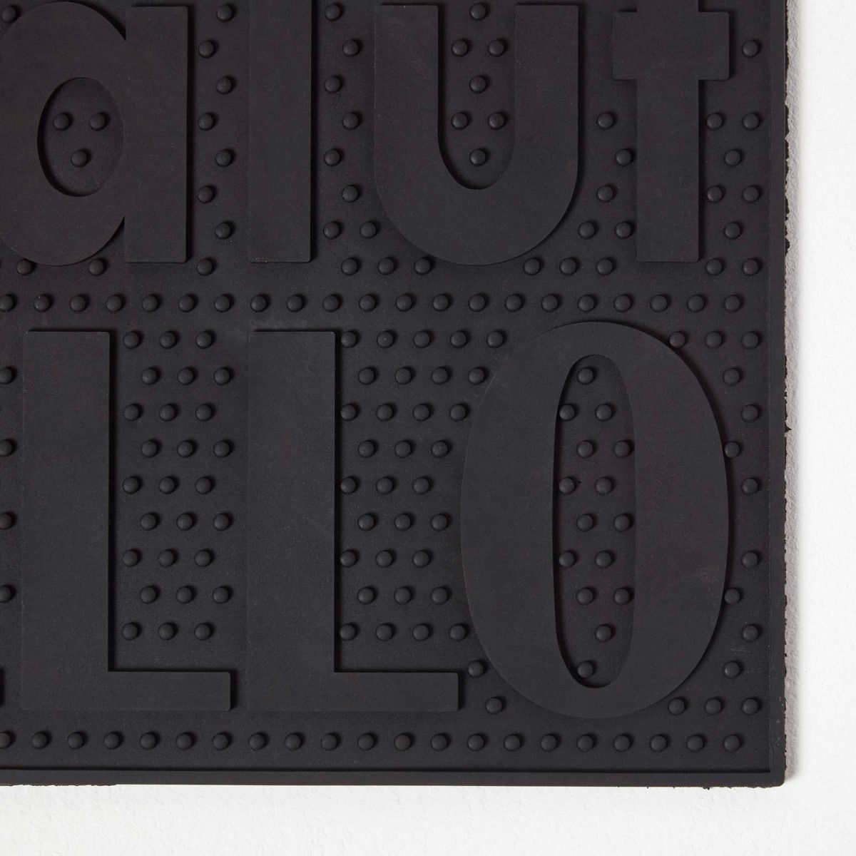 HOMESCAPES Black Pvc Welcome Door Mat