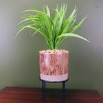 Artificial 35cm Grass Plant Contemporary Ceramic Planter Metal Stand
