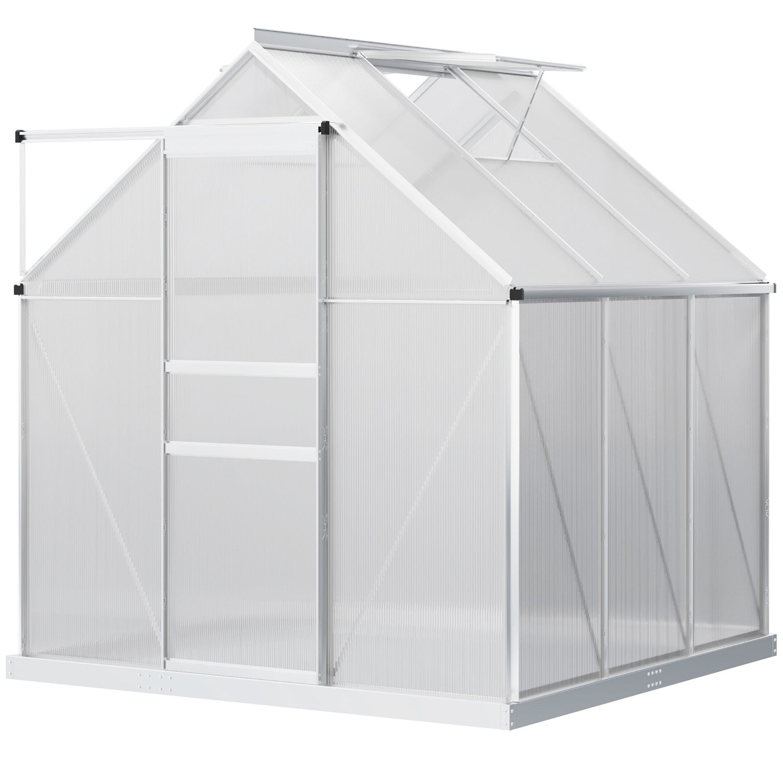 Polycarbonate Walk-in Garden Greenhouse W/ Sliding Door