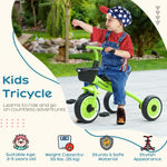 Trike W/ Adjustable Seat Basket, Kids Tricycle For 2-5 Years Old | Green