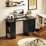 HOMCOM Computer Desk W/ Drawers 120 X 49 X 72 Cm Black