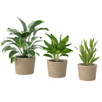 Outsunny Seagrass Plant Pots Flower Planters Bohemian Style Set Of 3 Natural