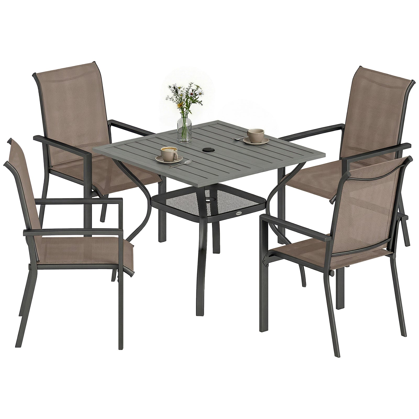 5 Pieces Outdoor Dining Set For 4, Patio Furniture Set | Khaki