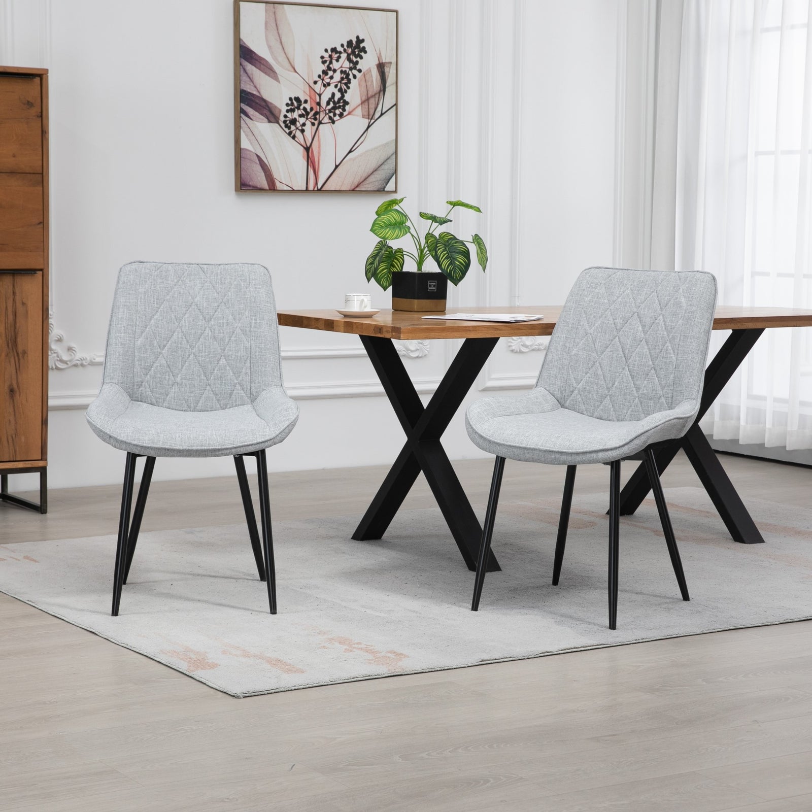 Set Of 2 Bovino Fabric Dining Chairs