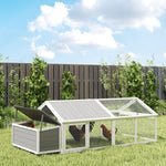Wooden Chicken Run With Nesting Box, Openable Roof, For 4-8 Chickens | White