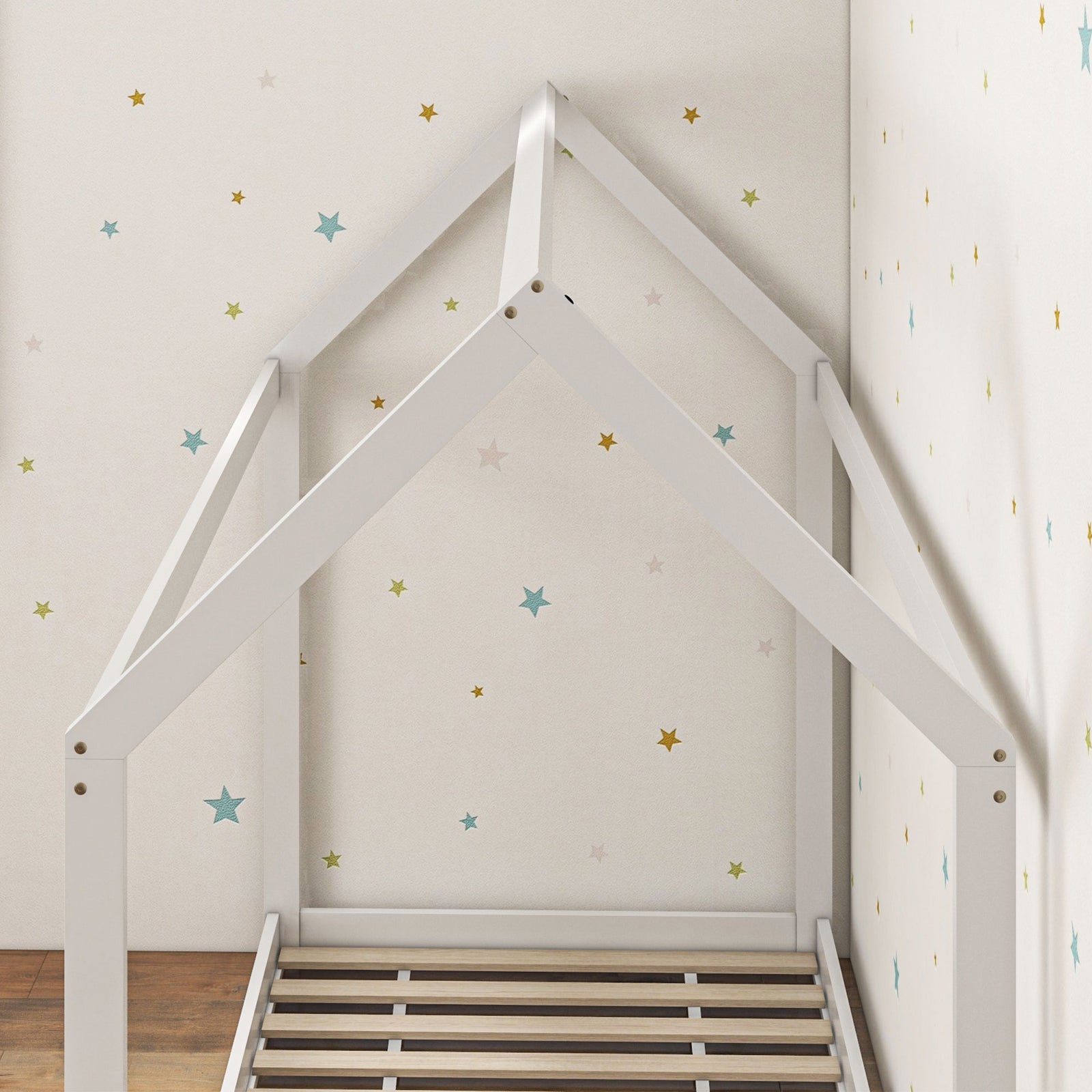 Wooden Single Bed Frame With Tree House Style | Single | White