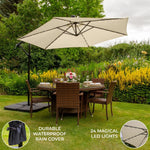 3m Led Cantilever Parasol With Plain Base | Cream