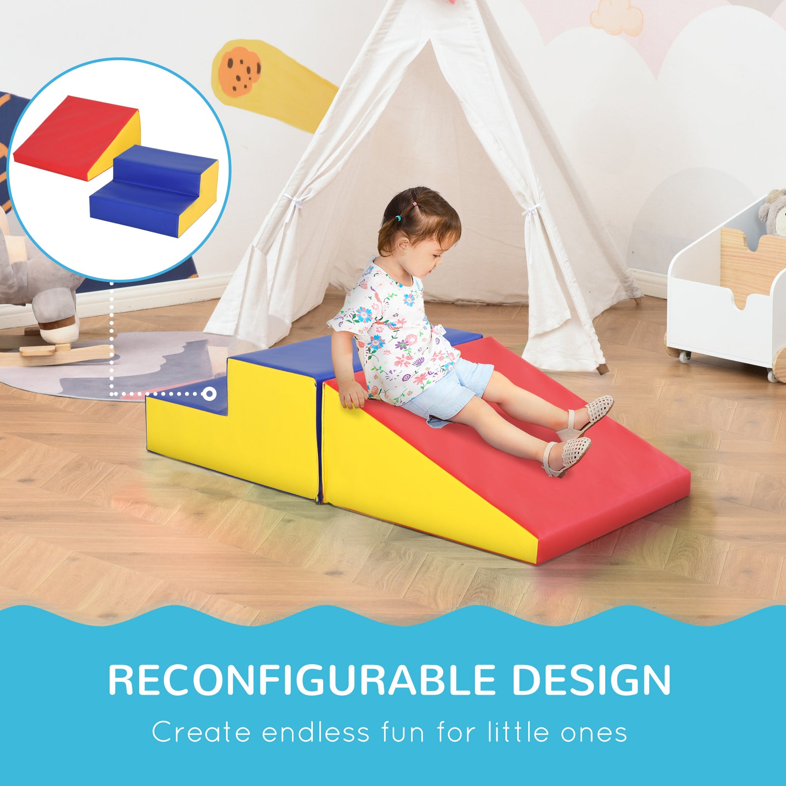 2 Piece Soft Play Set For Toddler Climb And Crawl | Red