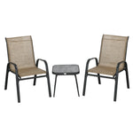 3pcs Bistro Set With Breathable Mesh Fabric And Psc Board | Brown