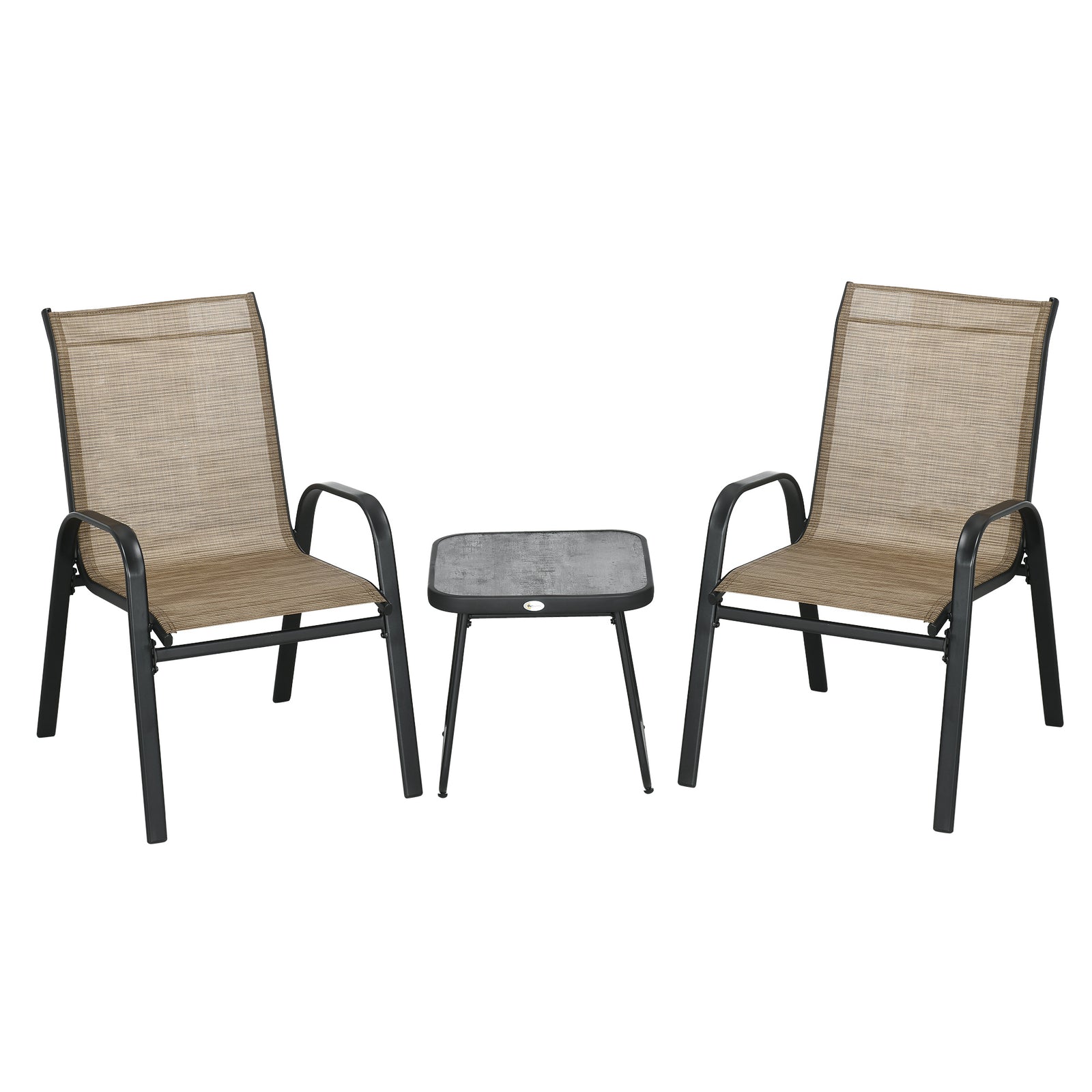3pcs Bistro Set With Breathable Mesh Fabric And Psc Board | Brown