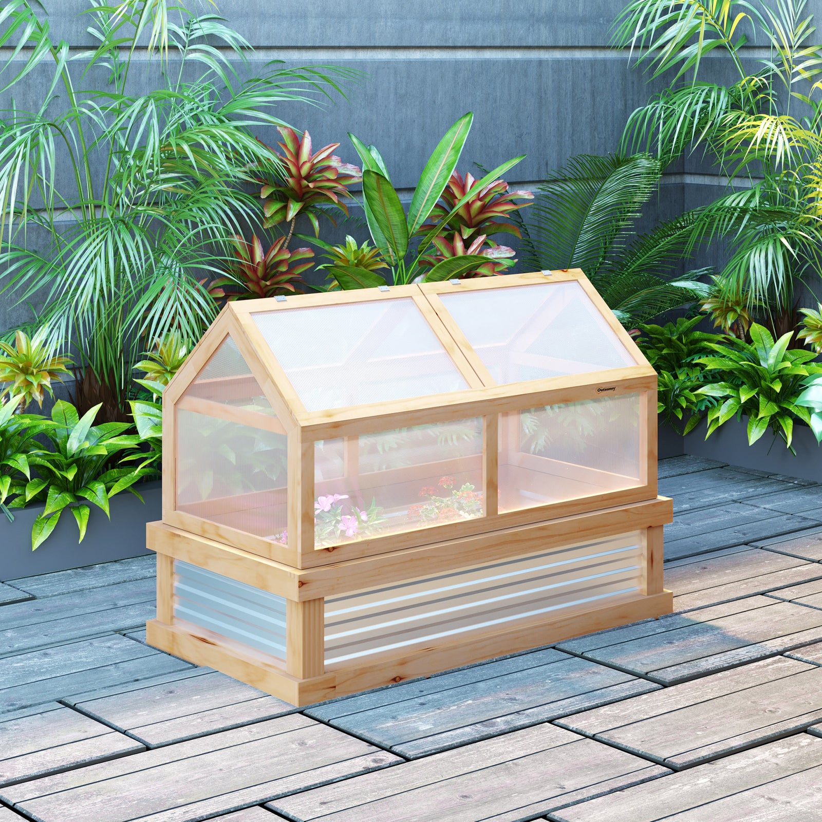 Raised Garden Bed Kit With Greenhouse Top Natural