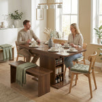 Extendable Dining Table For 4-6, Kitchen Table With Shelves | Brown