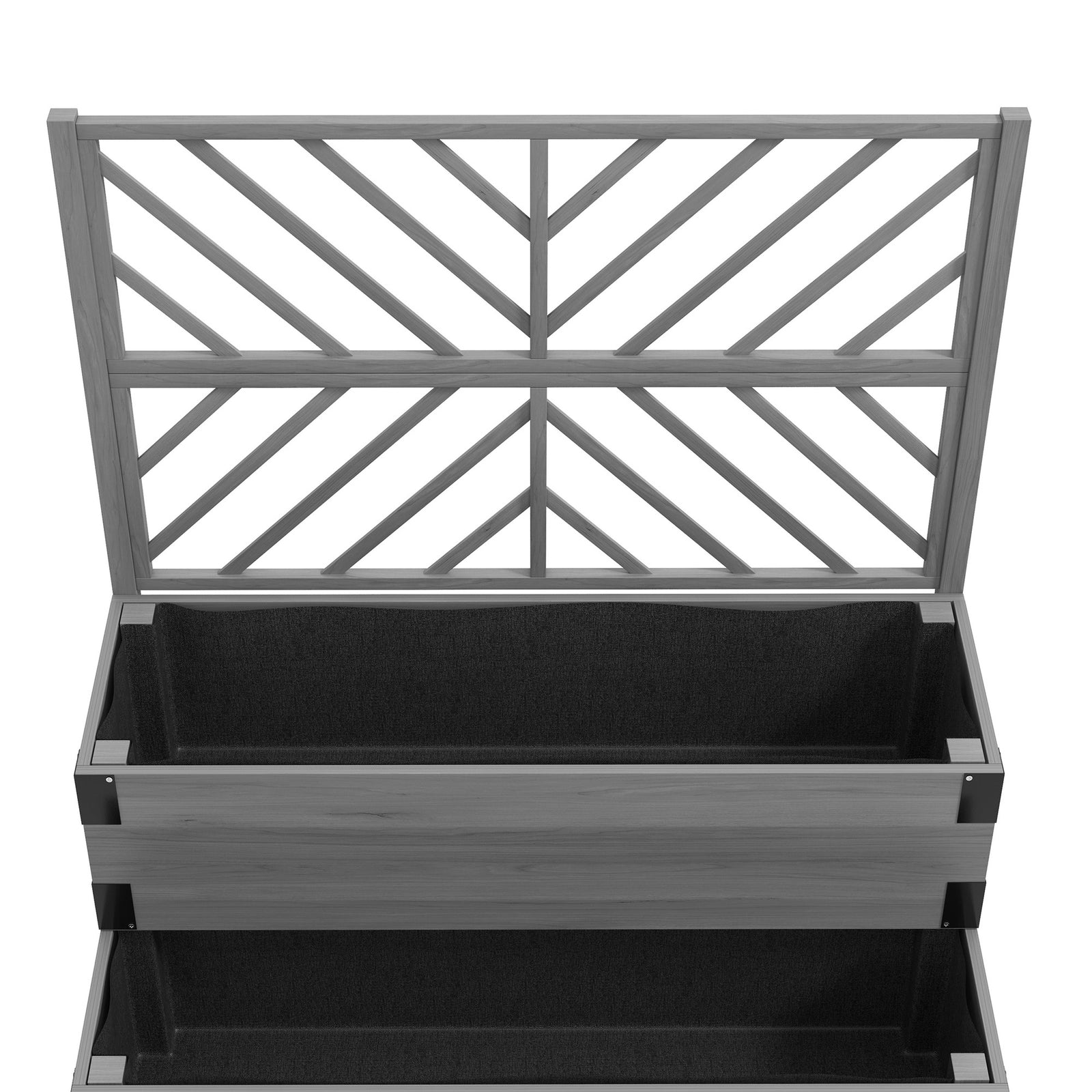 2-tier Wooden Raised Bed With Trellis, Garden Planter