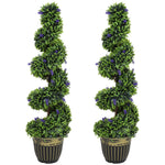 Set Of 2 Decorative Artificial Plants With Lavender And Pot