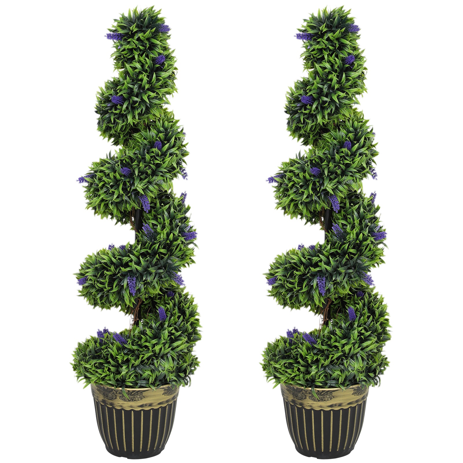 Set Of 2 Decorative Artificial Plants With Lavender And Pot
