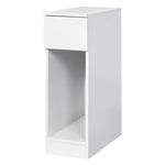 Bedside Table Cabinet  Narrow Slim Side Cabinet White Drawer Open Shelf | White