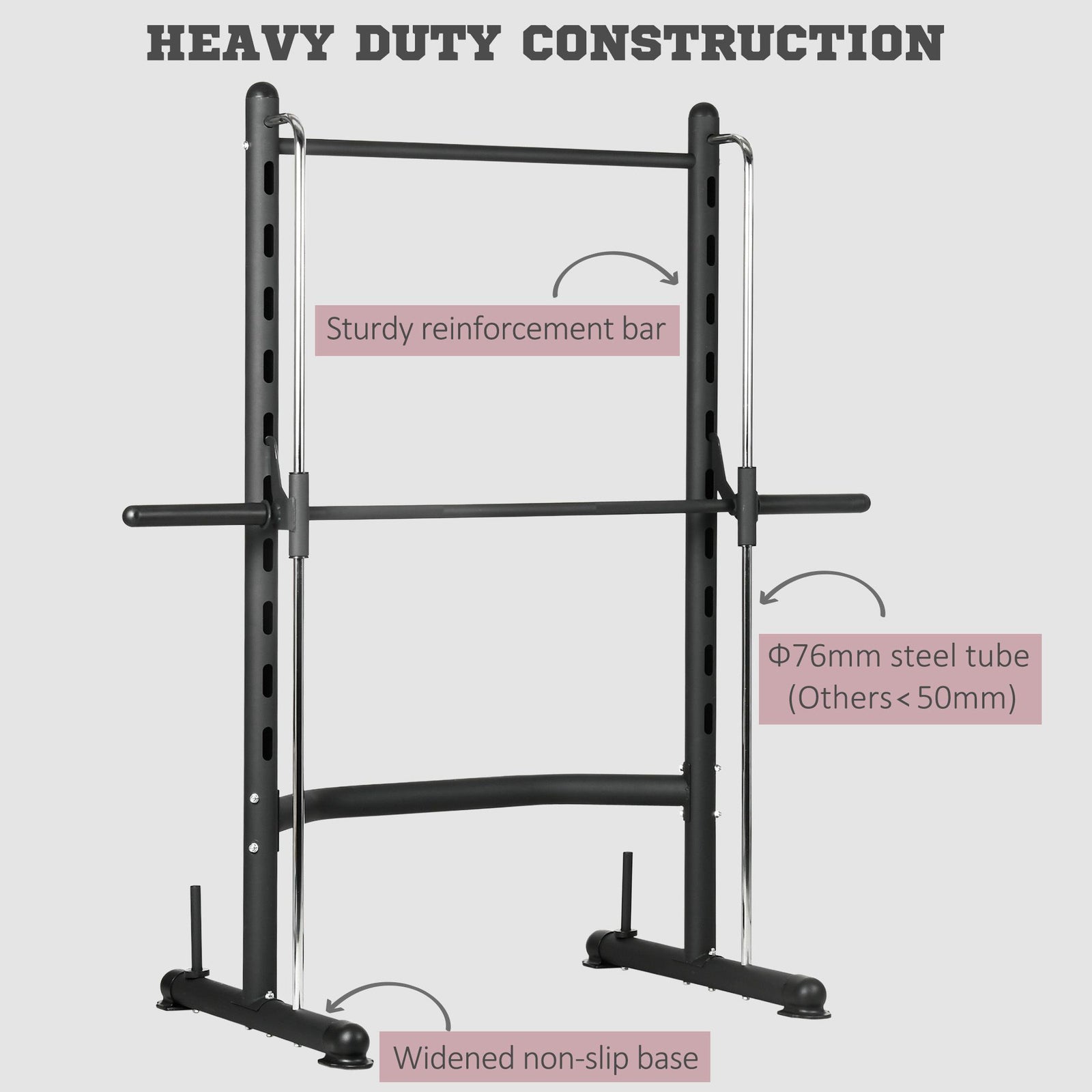 Adjustable Squat Rack With Pull-up Bar For Home Gym | Black