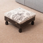3 Position Footstool Height Adjustable Padded Top Mahogany Frame