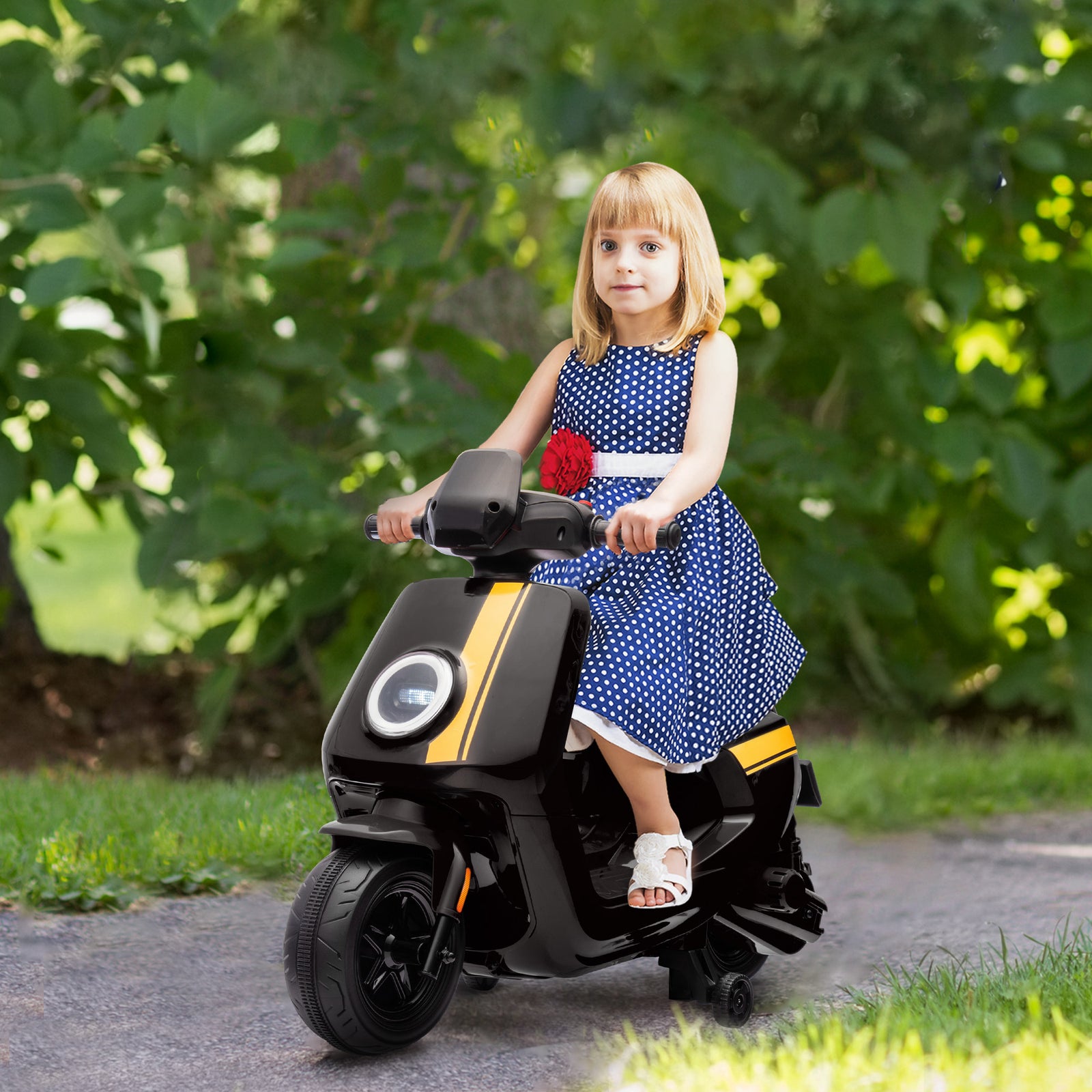 6v Kids Electric Motorbike With Headlight And Music | Black