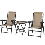 3 Pieces Folding Garden Bistro Set With Cup Holders | Khaki