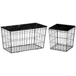 HOMCOM Coffee Table Set Of 2, Faux Marble Top, Storage