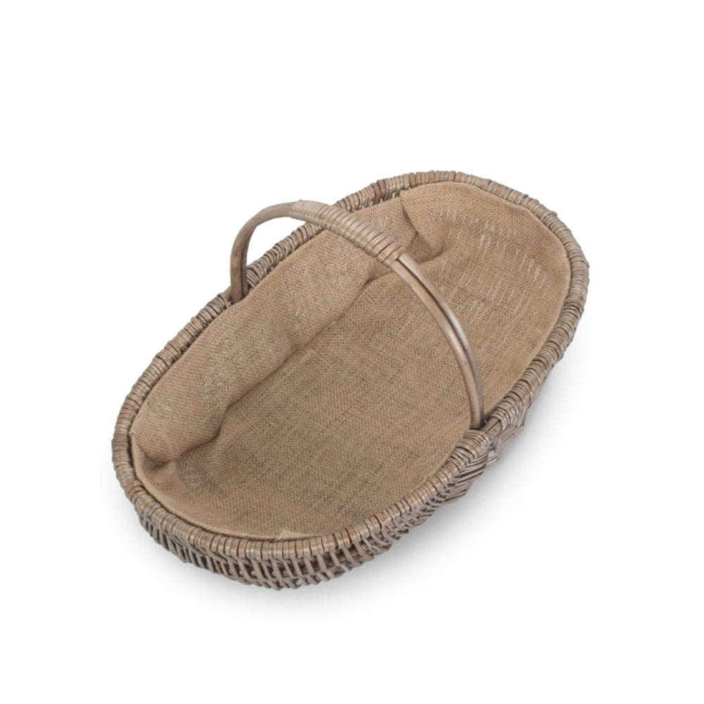 Wicker Shallow Antique Wash Lined Garden Trugs | Large