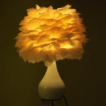 European Style E27 White Feather Table Lamp Bedside Fixtures - Warm Light